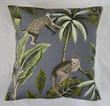 16 inch Cushion Cover Grey Green  Monkey Jungle Tropical Print Handmade New 40cm