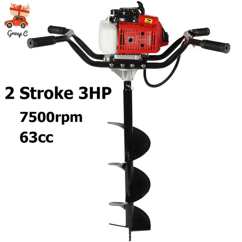 Man petrol earth auger fence - earth,