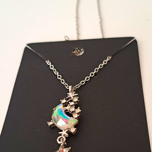 Silver tone moon stars - moon, &