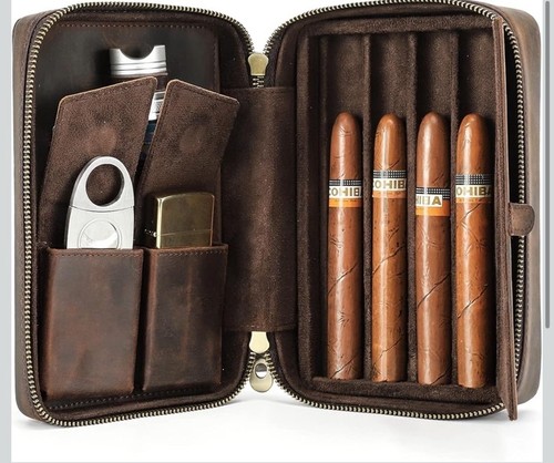 Leather cigar storage bag - leather,