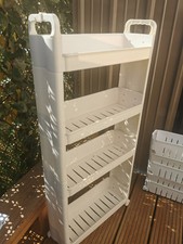 4 Tier Slim Storage Cart Mobile Shelving Unit Organizer Slideout Kitchen Storage