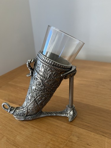 Pewter drinking horn vintage - pewter,