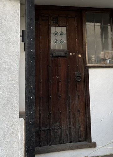 Solid oak front door - oak, 1930s