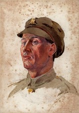 Alfred Crowdy Lovett - Small Watercolour Painting - Royal Artillery Portrait WW1