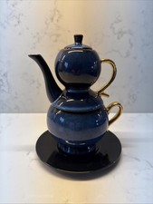 Oliver Bonas One Cup Teapot Cup And Saucer With Gold Trim