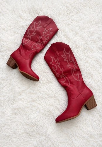 Stunning red knee high cowboy