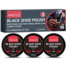 3pk Wax Shoe Polish Black x 50ml Traditional Leather Boot Shine Cleaner Protect