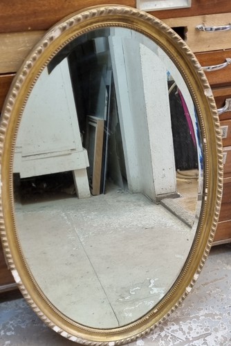 Mirror oval gilded gold frame - oval,