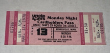 Uncle Sams Old First Avenue Party Pass Concert Ticket Stub Minneapolis 3/13/1978