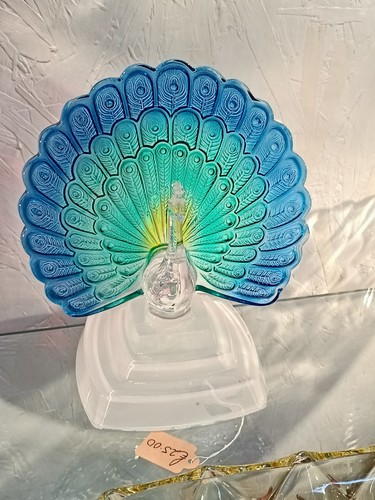 Vintage peacock glass ornament - vintage,
