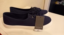 Ladies Navy Canvas Lace Up