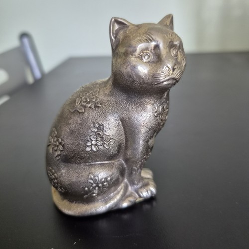 Vintage brass cat figurine - vintage,