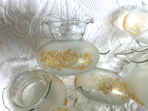 Vintage gilt etched glass - gilt,