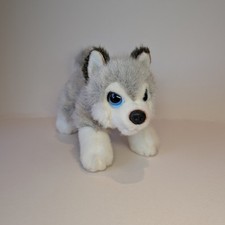 Keel Toys Cuddle Puppies Husky Plush Dog Cuddly Toy Puppy Blue Eyes Grey White. 