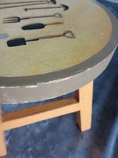 small wooden stool with garden