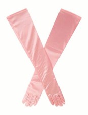 Satin Pink EXTRA LONG FINGERED PARTY PROM BRIDAL WEDDING OPERA GLOVE,21.5"L
