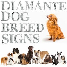 DIAMANTE DOG BREED SIGNS A-Z Craft Gift Glitter Stick On Silver Bling Letters