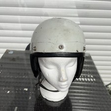Vintage Everoak Racemaster Motorcycle Helmet 56cm 6 7/8 White And Black