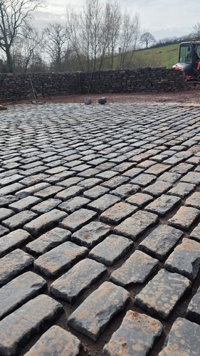 Black basalt granite cobble - black,