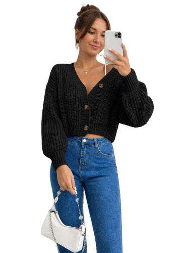 Women chunky knit - knit, cropped