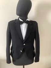 Mens Scottish Kilt Jacket, Argyll Style, Black Wool, Chest 38 Short