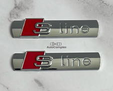 2 x Silver Audi S Line Silver Metal Chrome Badge Emblem Sticker Wing Boot A Q RS
