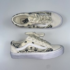 Vans Skull Bandana Paisley White Black Low Top Men's Size UK 4 US 5