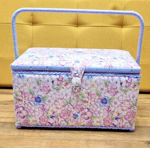 Vintage floral sewing basket - vintage,
