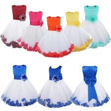 UK Kids Flower Girl Dress Tulle Petals Formal Wedding Pageant Gown Party Outfit