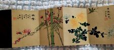 Chinese Watercolour Art Painting Accordion Concertina Book Birds And Flowers