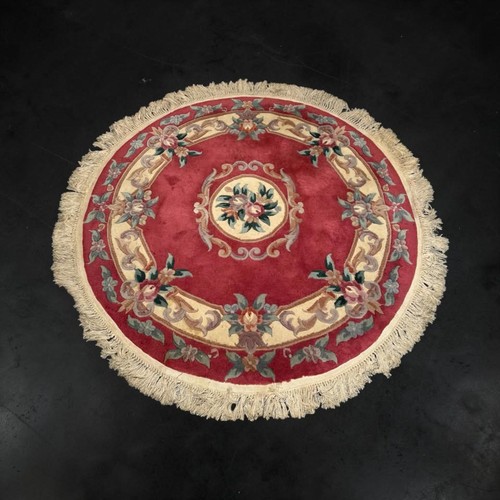 Round floral rug crimson - floral,