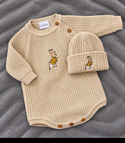 Dandelion beige knit - dandelion, babygrow