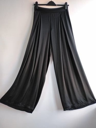 Black satin wide - black, trousers