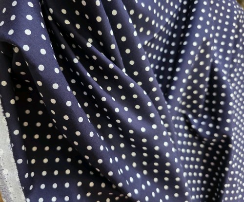 3metre navy polka - polka, cotton