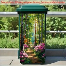 Wheelie Bin Sticker Forest Path Trees Pink Flowers Stickers