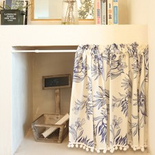 Vintage Print Half Curtain Kitchen Cafe Door Short Curtain Small Window Drape