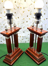 Two Cherry Wood Table Lamps