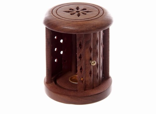Mango wood carved barrel - wood,
