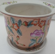 oriental plant pot/ planter with saucer - 14cms