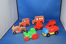 Wooden Push Along  Pre School Toy Vehicles  (7 In Total)