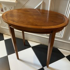 Vintage Bradley Wooden Small Table Oval Inlaid Antique Lamp Stand Made England