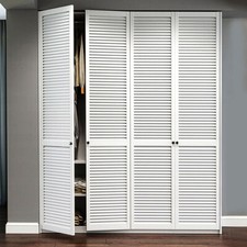 Wooden open louvre wardrobe - wooden,