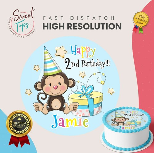 Monkey round edible birthday - monkey,