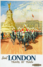 TT96 Vintage Visit London By Train British Railways Travel Poster Re-Print A4