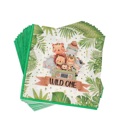 Wild one napkin zoo - napkin, animal