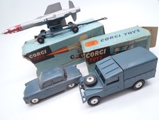 VINTAGE CORGI TOYS 350 351 352 RAF LOT 1950s: LAND ROVER / STAFF CAR & MISSILE.