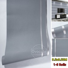 Dark Grey Vertical Stripes Flock Textured Wallpaper Livingroom Wallpapers 1-6X