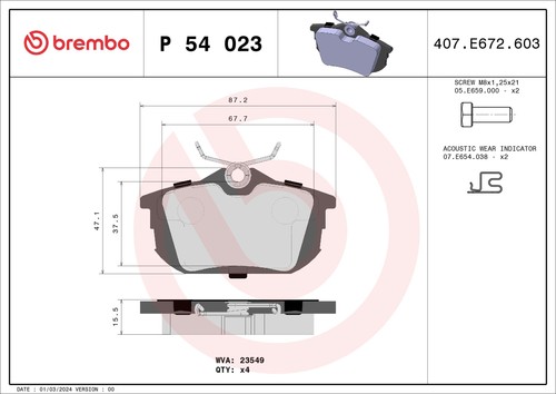 P54023 brake pad set disc - pad,
