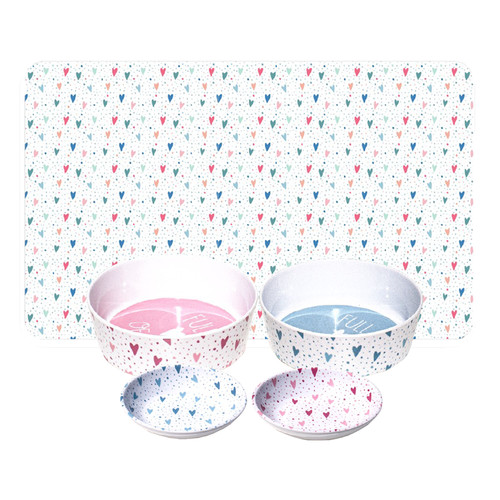 Hearts cat bowls - hearts,