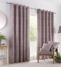Lined curtains eyelet ring top botanical leaf new mauve door or window drapes 